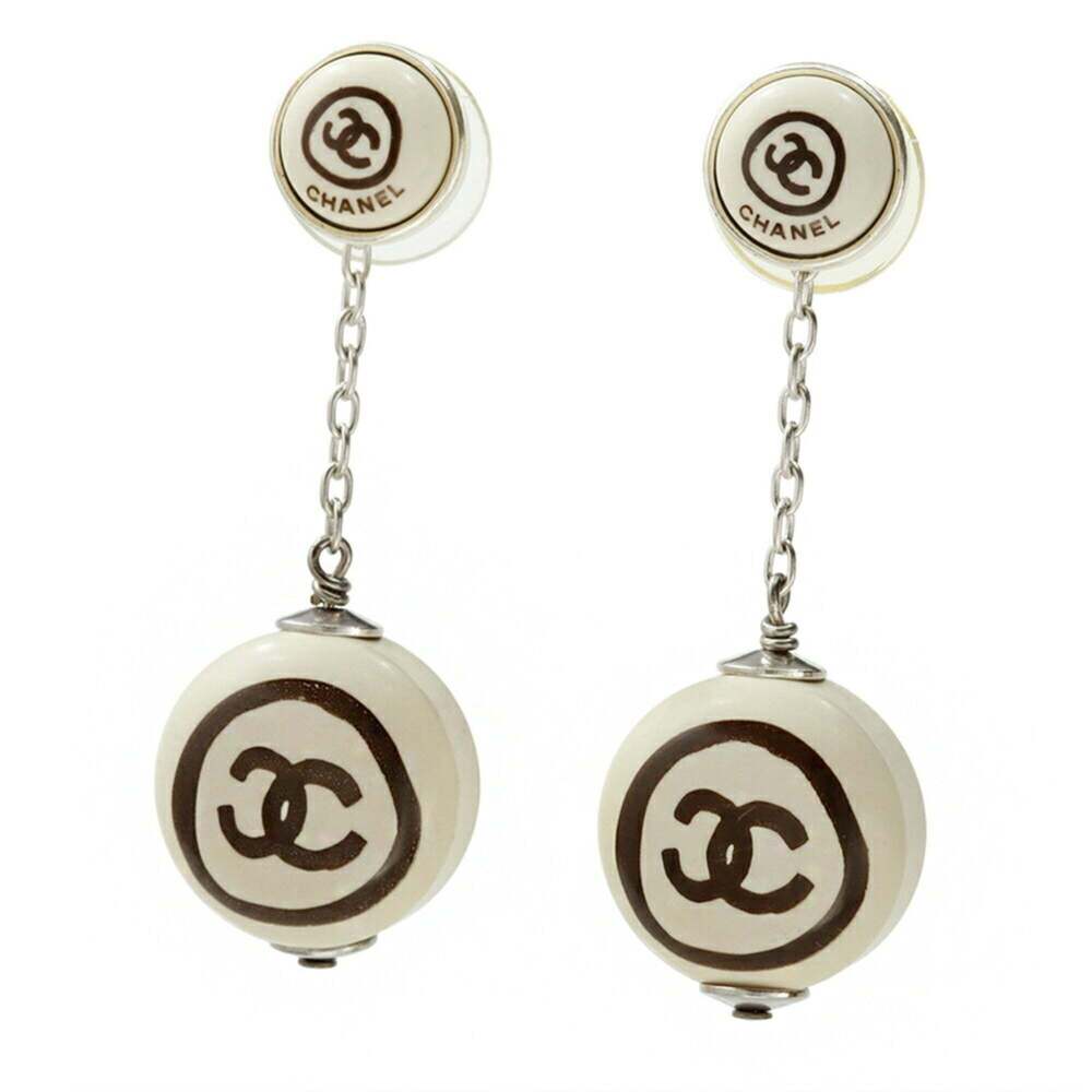 CHANEL Brown Logo Earrings
